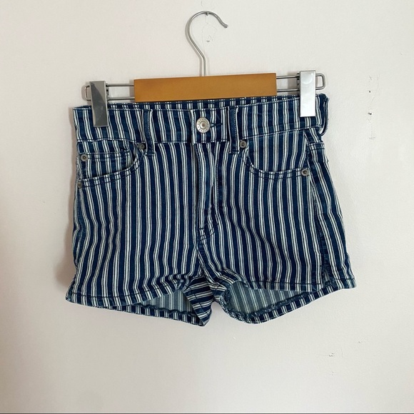American Eagle Striped Denim Shorts Size 00 - Picture 5 of 7